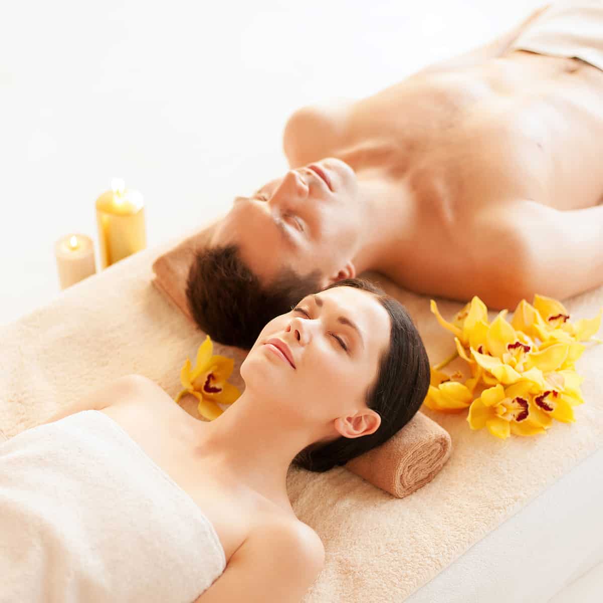 Couple relaxing in the spa