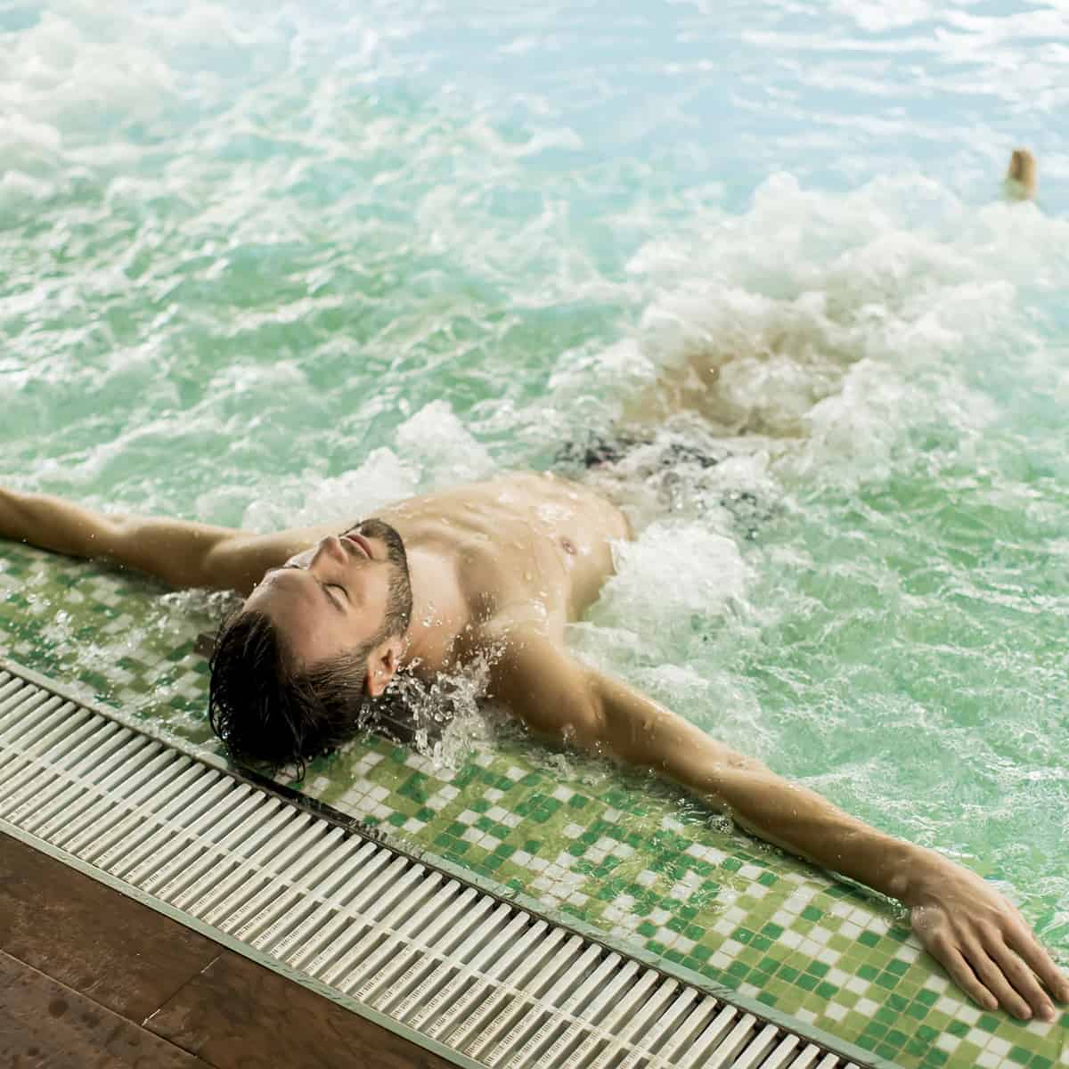 Spa, man in jacuzzi