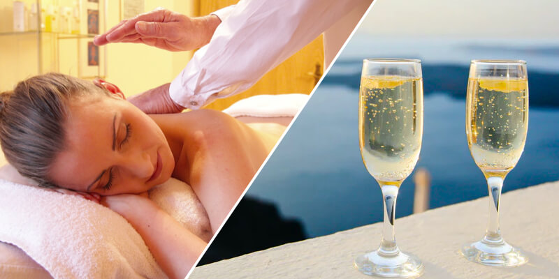 Massage and glasses of cava